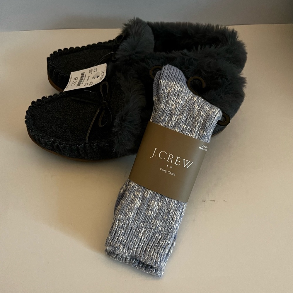 *SOLD* JCREW - fur slipper and winter socks set NWT *SOLD*